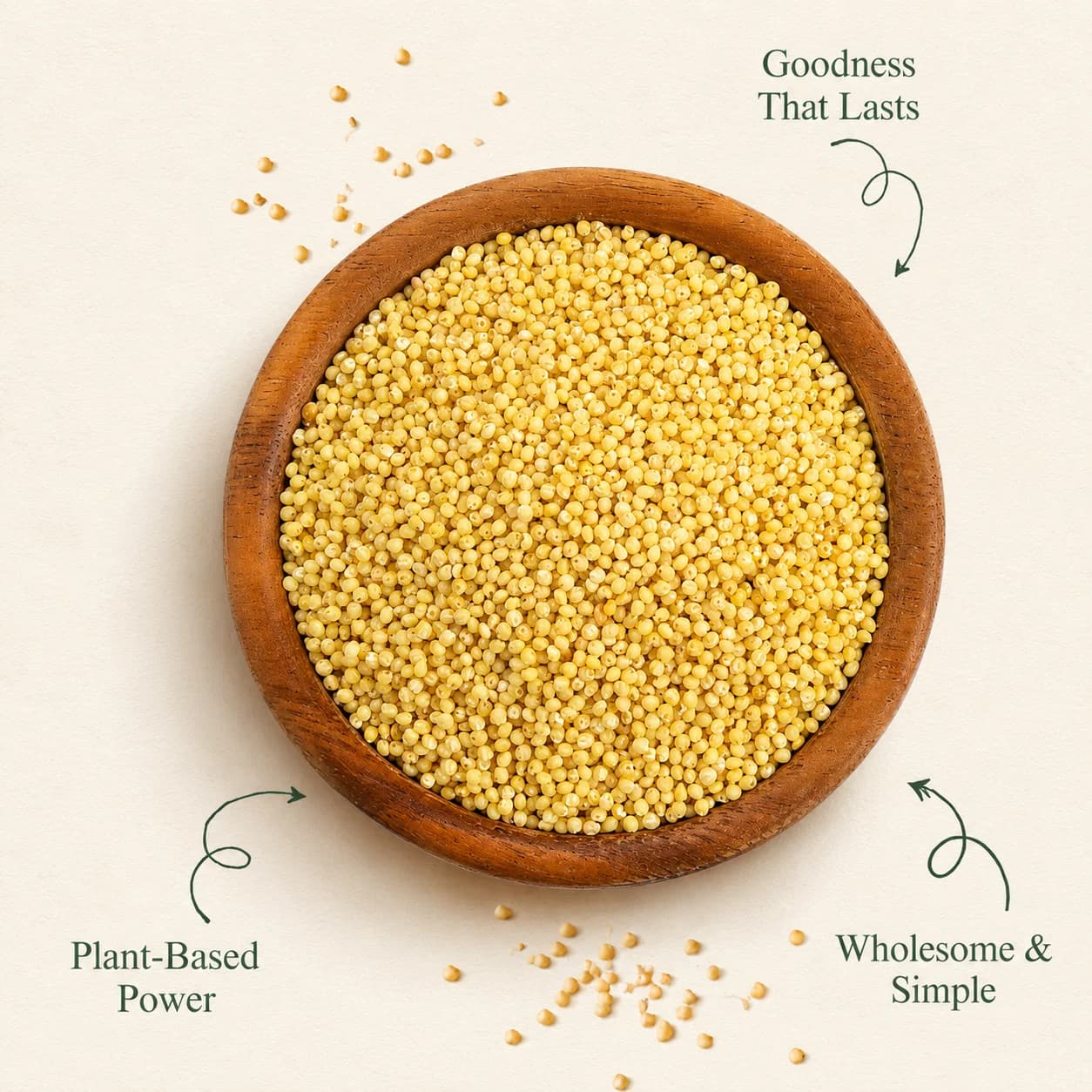 A bowl of nutritious millet with plant-based and wholesome benefits