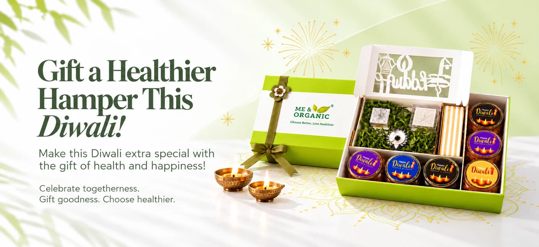 Gift a healthier hamper this Diwali with Me & Organic. Celebrate togetherness, gift goodness, choose healthier.