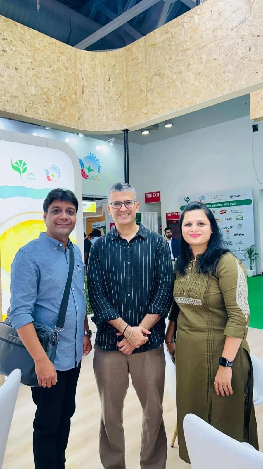 Meeting visitors at an organic food exhibition